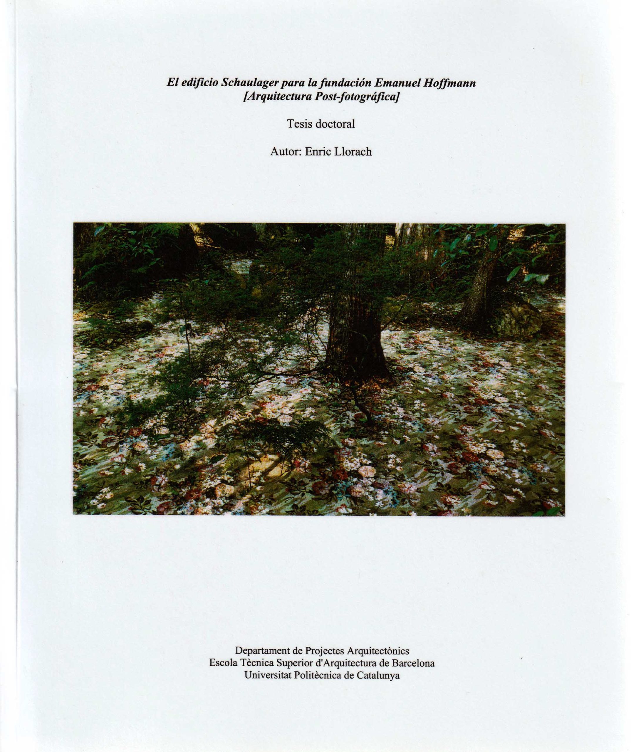 doctoral thesis “the schaulager building for the emanuel hoffmann foundation. post-photographic architecture”, upc, barcelona, december 14th 2007